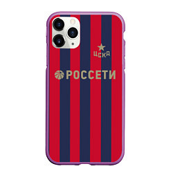 Чехол iPhone 11 Pro матовый ФК ЦСКА: Россети, цвет: 3D-фиолетовый