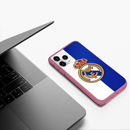 Чехол iPhone 11 Pro матовый Real Madrid / 3D-Малиновый – фото 3