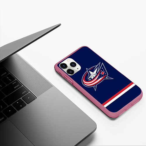 Чехол iPhone 11 Pro матовый Columbus Blue Jackets / 3D-Малиновый – фото 3