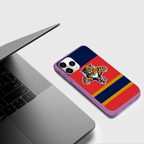 Чехол iPhone 11 Pro матовый Florida Panthers / 3D-Фиолетовый – фото 3
