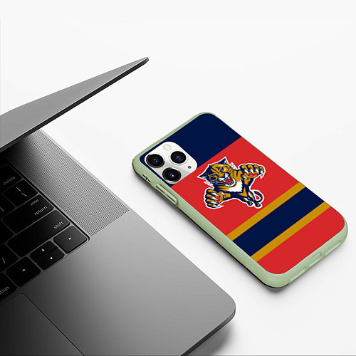 Чехол iPhone 11 Pro матовый Florida Panthers / 3D-Салатовый – фото 3
