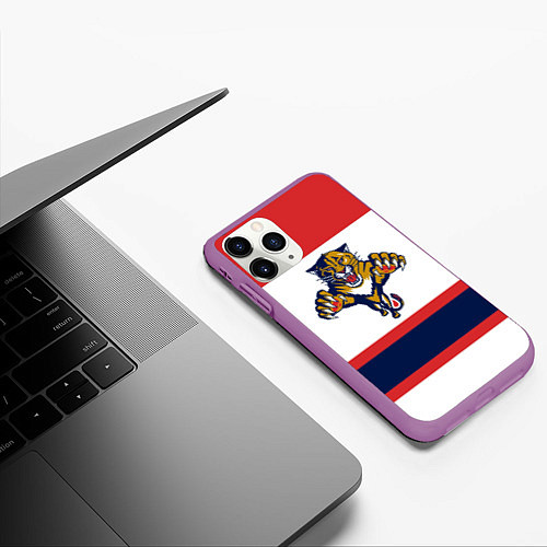 Чехол iPhone 11 Pro матовый Florida Panthers / 3D-Фиолетовый – фото 3