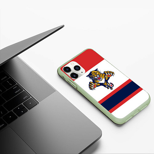 Чехол iPhone 11 Pro матовый Florida Panthers / 3D-Салатовый – фото 3