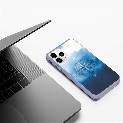 Чехол iPhone 11 Pro матовый Компас приключений / 3D-Светло-сиреневый – фото 3