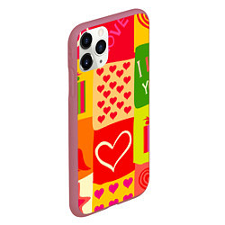 Чехол iPhone 11 Pro матовый Осенний паттерн, цвет: 3D-малиновый — фото 2