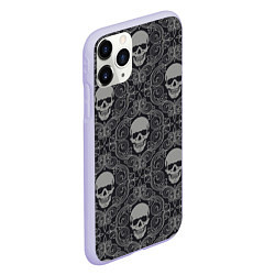 Чехол iPhone 11 Pro матовый Ажурные черепа, цвет: 3D-светло-сиреневый — фото 2