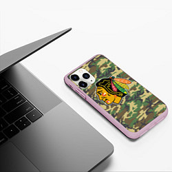 Чехол iPhone 11 Pro матовый Blackhawks Camouflage, цвет: 3D-розовый — фото 2