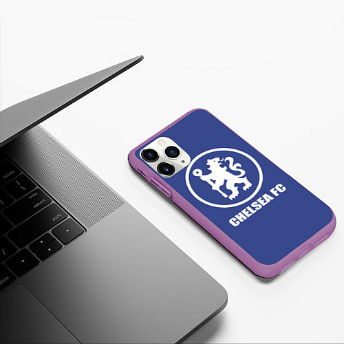 Чехол iPhone 11 Pro матовый Chelsea FC / 3D-Фиолетовый – фото 3