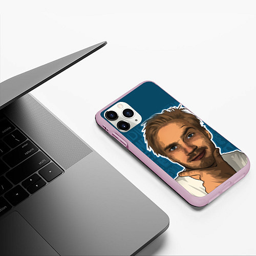 Чехол iPhone 11 Pro матовый Pew die pie / 3D-Розовый – фото 3