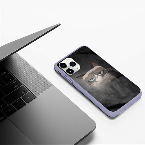 Чехол iPhone 11 Pro матовый Grumpy Cat / 3D-Светло-сиреневый – фото 3