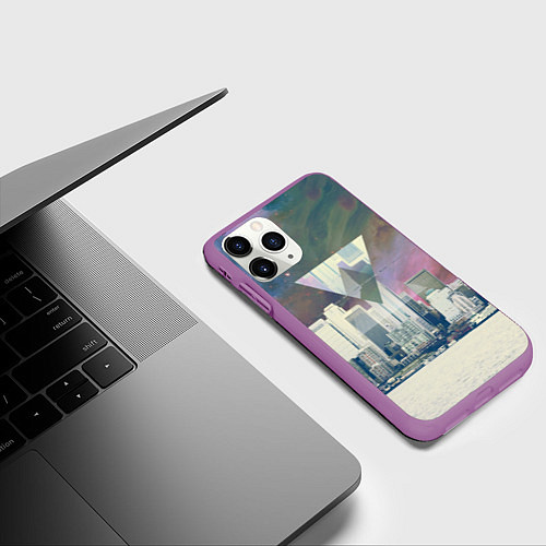 Чехол iPhone 11 Pro матовый Хипстер / 3D-Фиолетовый – фото 3
