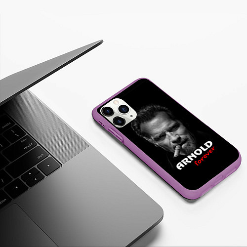 Чехол iPhone 11 Pro матовый Arnold forever / 3D-Фиолетовый – фото 3