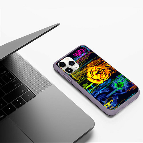 Чехол iPhone 11 Pro матовый Техно / 3D-Серый – фото 3