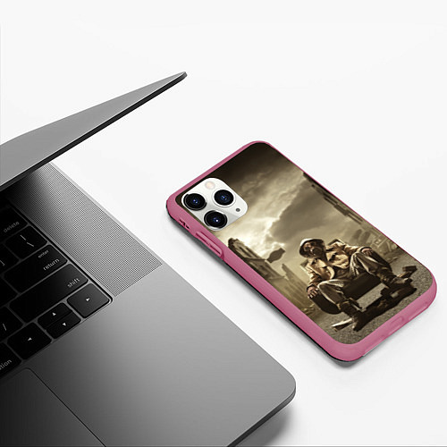 Чехол iPhone 11 Pro матовый Каменные джунги / 3D-Малиновый – фото 3