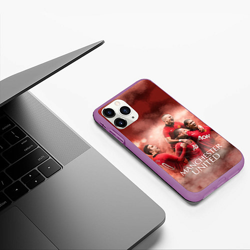 Чехол iPhone 11 Pro матовый Manchester United / 3D-Фиолетовый – фото 3