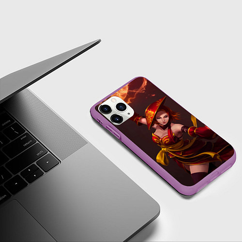 Чехол iPhone 11 Pro матовый Lina: Dragon Fire / 3D-Фиолетовый – фото 3