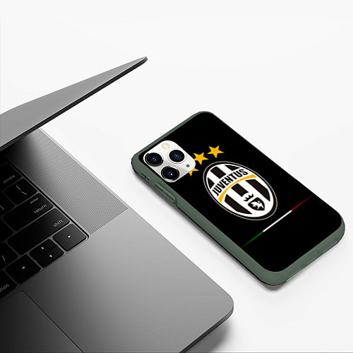 Чехол iPhone 11 Pro матовый Juventus: 3 stars / 3D-Темно-зеленый – фото 3