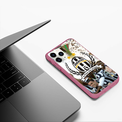 Чехол iPhone 11 Pro матовый Juventus5 / 3D-Малиновый – фото 3