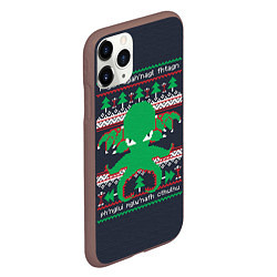 Чехол iPhone 11 Pro матовый Новогодний свитер Ктулху, цвет: 3D-коричневый — фото 2