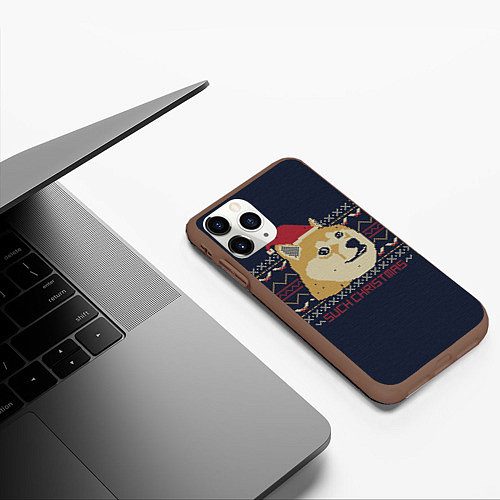 Чехол iPhone 11 Pro матовый Doge Such Christmas / 3D-Коричневый – фото 3