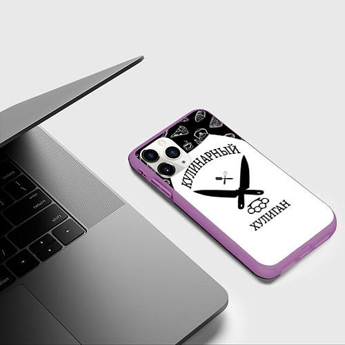 Чехол iPhone 11 Pro матовый Повар 1 / 3D-Фиолетовый – фото 3