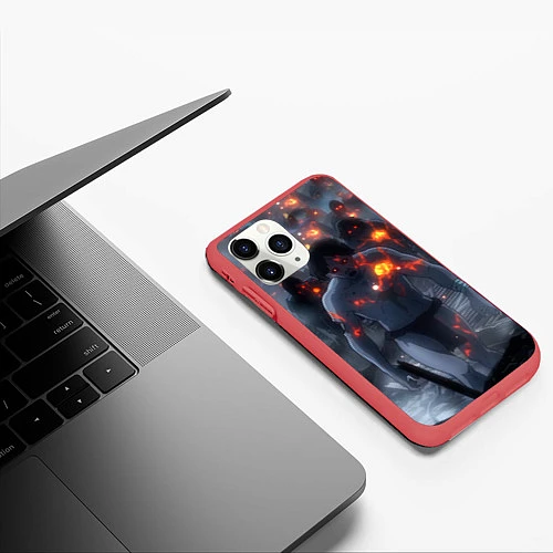 Чехол iPhone 11 Pro матовый Темные силы / 3D-Красный – фото 3