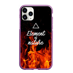 Чехол iPhone 11 Pro матовый Стихия огня, цвет: 3D-фиолетовый