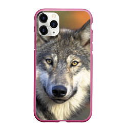 Чехол iPhone 11 Pro матовый Улыбка волка, цвет: 3D-малиновый