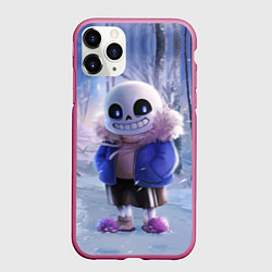 Чехол iPhone 11 Pro матовый Winter forest & Sans, цвет: 3D-малиновый