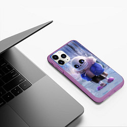 Чехол iPhone 11 Pro матовый Winter forest & Sans, цвет: 3D-фиолетовый — фото 2