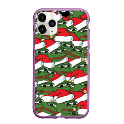 Чехол iPhone 11 Pro матовый Sad frog new year, цвет: 3D-фиолетовый