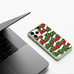 Чехол iPhone 11 Pro матовый Sad frog new year, цвет: 3D-салатовый — фото 2