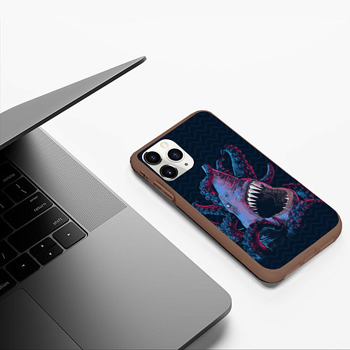 Чехол iPhone 11 Pro матовый Underwater Fight / 3D-Коричневый – фото 3