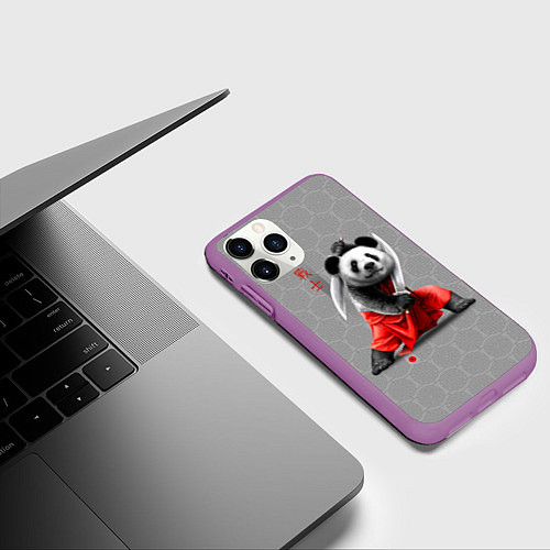 Чехол iPhone 11 Pro матовый Master Panda / 3D-Фиолетовый – фото 3