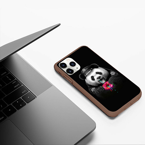 Чехол iPhone 11 Pro матовый Donut Panda / 3D-Коричневый – фото 3