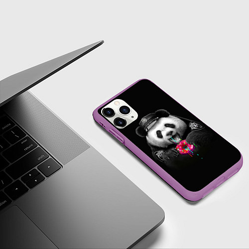 Чехол iPhone 11 Pro матовый Donut Panda / 3D-Фиолетовый – фото 3