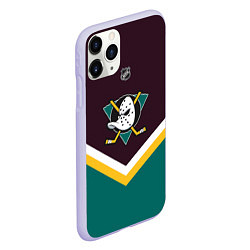 Чехол iPhone 11 Pro матовый NHL: Anaheim Ducks, цвет: 3D-светло-сиреневый — фото 2