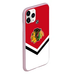 Чехол iPhone 11 Pro матовый NHL: Chicago Blackhawks, цвет: 3D-розовый — фото 2