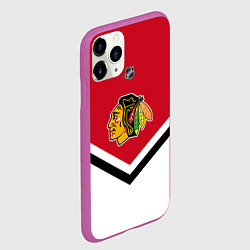 Чехол iPhone 11 Pro матовый NHL: Chicago Blackhawks, цвет: 3D-фиолетовый — фото 2