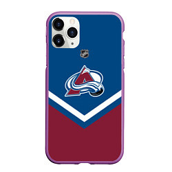 Чехол iPhone 11 Pro матовый NHL: Colorado Avalanche, цвет: 3D-фиолетовый