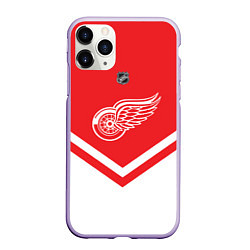 Чехол iPhone 11 Pro матовый NHL: Detroit Red Wings, цвет: 3D-светло-сиреневый