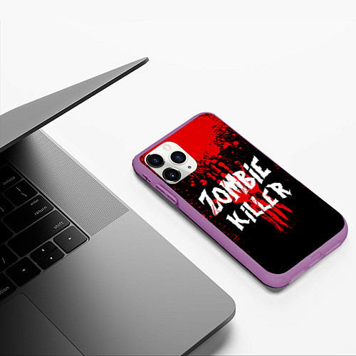 Чехол iPhone 11 Pro матовый Zombie Killer / 3D-Фиолетовый – фото 3