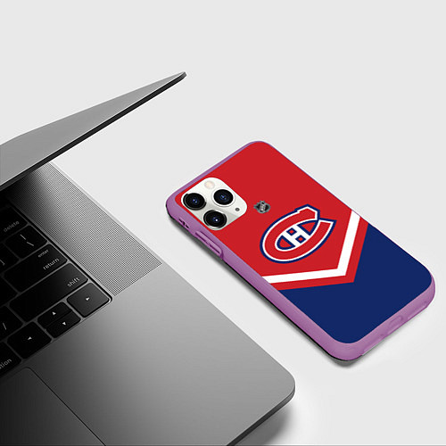 Чехол iPhone 11 Pro матовый NHL: Montreal Canadiens / 3D-Фиолетовый – фото 3