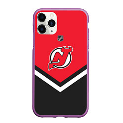 Чехол iPhone 11 Pro матовый NHL: New Jersey Devils, цвет: 3D-фиолетовый