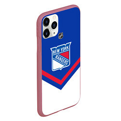 Чехол iPhone 11 Pro матовый NHL: New York Rangers, цвет: 3D-малиновый — фото 2