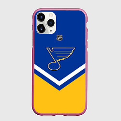 Чехол iPhone 11 Pro матовый NHL: St. Louis Blues, цвет: 3D-малиновый