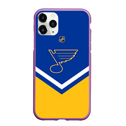 Чехол iPhone 11 Pro матовый NHL: St. Louis Blues, цвет: 3D-фиолетовый