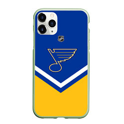 Чехол iPhone 11 Pro матовый NHL: St. Louis Blues, цвет: 3D-салатовый