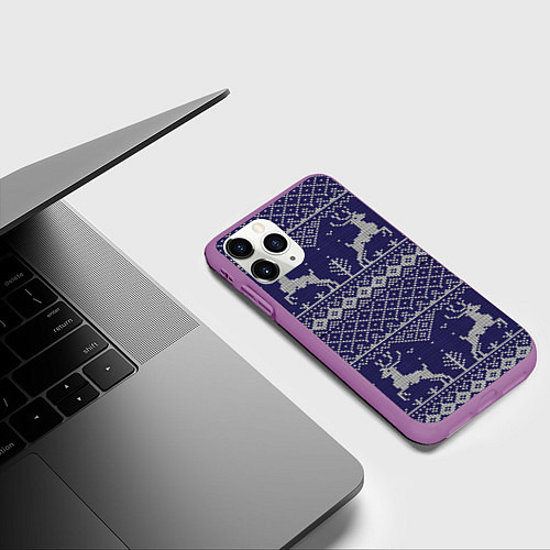 Чехол iPhone 11 Pro матовый Олени / 3D-Фиолетовый – фото 3