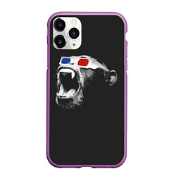 Чехол iPhone 11 Pro матовый 3D Monkey, цвет: 3D-фиолетовый